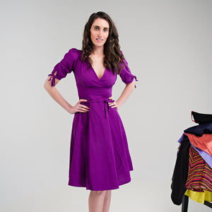 Retro Puprle Tie Waist Swing Dress